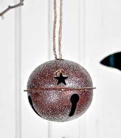 Glittered Rusty Bell Ornament - 3.5 inch