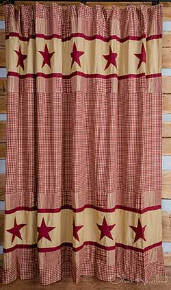 Jamestown Burgundy and Tan Shower Curtain