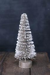 Snowy Champagne Glittered Bottlebrush Tree - 8 inch