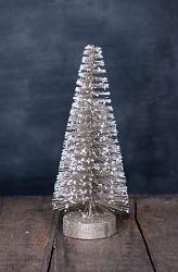 Snowy Champagne Glittered Bottlebrush Tree - 10 inch