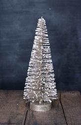 Snowy Champagne Glittered Bottlebrush Tree - 12 inch