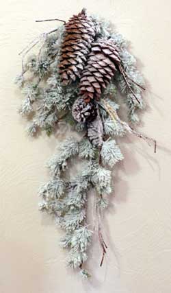 Frosted Pine with Pinecone Swag