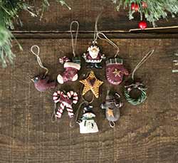 Mini Country Christmas Ornaments (Set of 9)