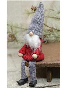 Gray and Red Sitting Gnome