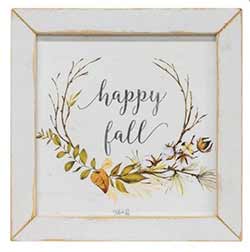 Happy Fall with Wreath Framed Art Print