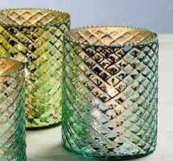 Blue & Green Mercury Glass Candle Holders (Set of 2)