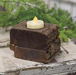Rustic Wood Tealight Candle Holder