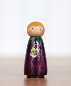 Purple Pansy Girl Peg Doll (or Ornament)