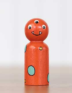 Orange Monster Peg Doll (or Ornament)