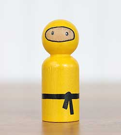 Ninja Peg Doll - Yellow (or Ornament)