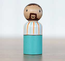 Teal & Striped Peg Doll Dad (or Ornament)