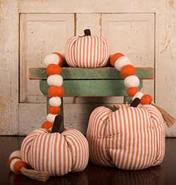 Orange Ticking Stripe Pumpkin - Medium