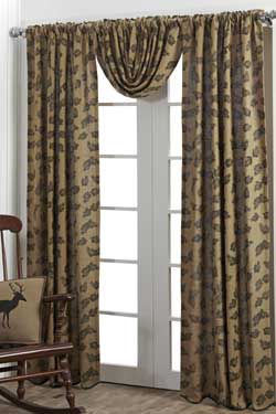 New Rustic Cabin Lodge Pinecone GREEN RED BROWN TAN PINE CONE Valance Curtains 