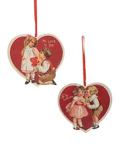 Valentine Children Dummy Board Ornaments (Set of 2)