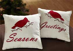 Season's Greetings Cardinal Pillows (Set of 2)