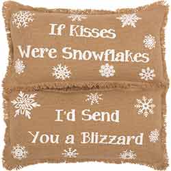 Snowflake Burlap Pillow If Kisses..Snowflakes (Set of 2)