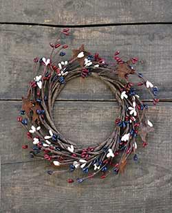 Patriotic Pip Berry Candle Ring with Rusty Stars