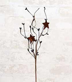 Primitive country farmhouse red creme pip berry pick stars & leaves 