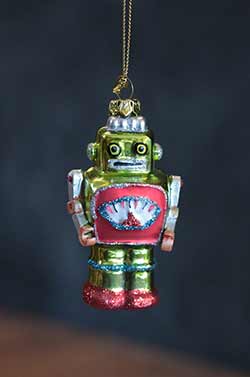 Mini Robot Ornament - Green