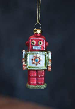 Mini Robot Ornament - Red