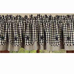 Heritage House Check Black Fairfield Valance with Star