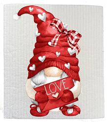 Valentine Love Gnome Swedish Dishcloth