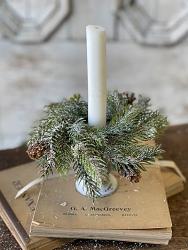 Frosted White Spruce 2 inch Candle Ring