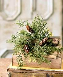 Primitive Country PRICKLY PINE CANDLE RING WREATH 10" Pinecone Christmas Needles 