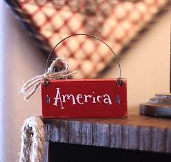 America Sign Ornament with Stars