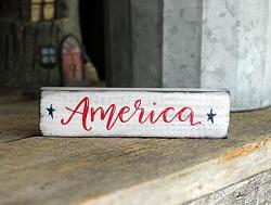 America with Stars Mini Stick Sign