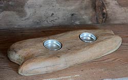 Flat Reclaimed Wood 2-Tealight Candleholder