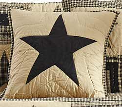 Jamestown Black & Tan Quilted Star Pillow Cover