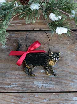 Custom Tortie Cat Ornament Faux Fur Christmas Tree Ornament Personalized Plush Cat Holiday Decoration Custom Pet Name Christmas Gift