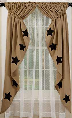 Black Star Deluxe Burlap Prairie Curtain (63 inch)