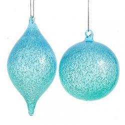 Blue Green Bubbled Glass Ornament