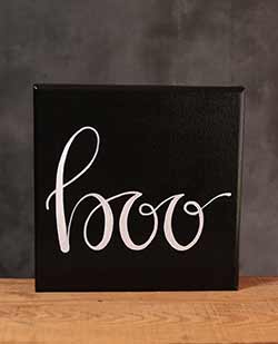 Boo Hand Lettered Canvas Painting