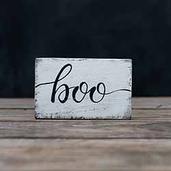 Boo Wood Sign - Distressed White