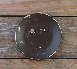 Distressed 6 inch Candle Plate - Chocolate Brown