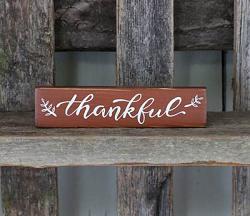 Thankful Stick Sign with Leaves