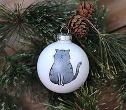 Cat Personalized Glass Ornament - Gray