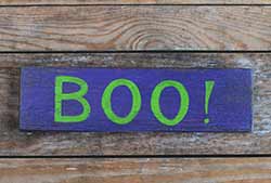 Boo Hand Lettered Wood Sign