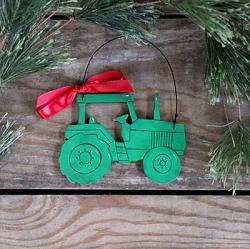 Green Tractor Ornament (Free Personalization!)