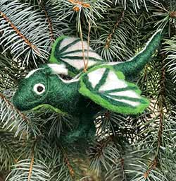 Green Dragon Wool Ornament