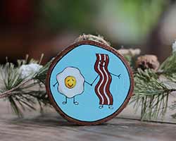 Bacon and Eggs Wood Slice Ornament (Personalized)