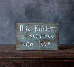 This Kitchen is Seasoned With Love Wood Sign - Blue