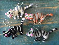 Striped Cat Wool Ornament