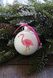 Flamingo Personalized Glass Ornament