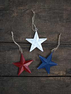 Red, White & Blue 3 inch Star Ornaments (Set of 3)