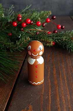 Gingerbread Boy Peg Doll