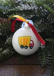 Dump Truck Personalized Glass Ornament